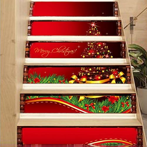 Sajani 3D Stair Sticker DIY Steps Sticker Wall Decal Mural Wallpaper Removable Decals for Christmas Home Decor Decoration Mural Wallpaper Stickers--Vintage Vinyl Removable (1 set=6pcs)