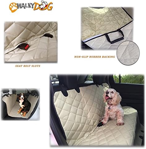 Walky Dog Deluxe Rear Seat, Hammock Seat Cover for Cars and Small Trucks or Suvs (Tan)