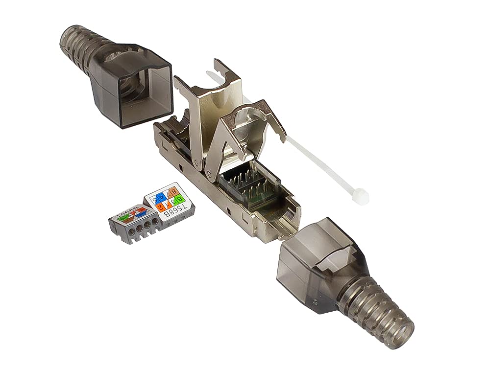 Good Connections Network Connector - Cat. 6A / 500 MHz / 10 Gigabit Capable - Tool-/Field-Assembled Cable Connector for Installation and Patch Cables - STP Shielded - Metal