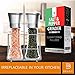 Salt & Pepper Grinder Set – 2 Tall 6 Oz Glass - 180 ml Spice and Sea Salt Shakers With BONUS Stand - Adjustable Coarseness Mills – Easy To Clean - Stainless Steel & Ceramic Rotor - BPA Free