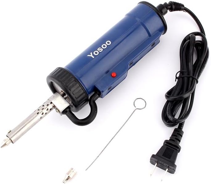 maxmartt Electric Vacuum Solder Sucker Desoldering Pump Blue 30W 220V 50Hz Electric Desoldering Pump Iron Tool Us Plug Drill Rod & Nozzle