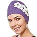 Beemo Latex Swimming Cap for Women, Swim Cap for Long Hair or Short Hair, Bath & Swim Caps to Shield Hair from Damage, Use as Large Shower Cap, Lavender Swimming Cap with White Flowers