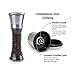 Premium Salt and Pepper Grinder Set of 2- Brushed Stainless Steel Professional Pepper Mill and Salt Mill 5 Grade Precision Ceramic Rotor With Clear 7.5Inch Tall Glass Bottle Hold 6 Oune Spice