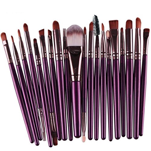 20 Piece Pro Makeup Brush Set Tools,SMYTShop Soft Cosmetic Make-up Toiletry Kit Wood Handle Make Up Brush Set (Purple)