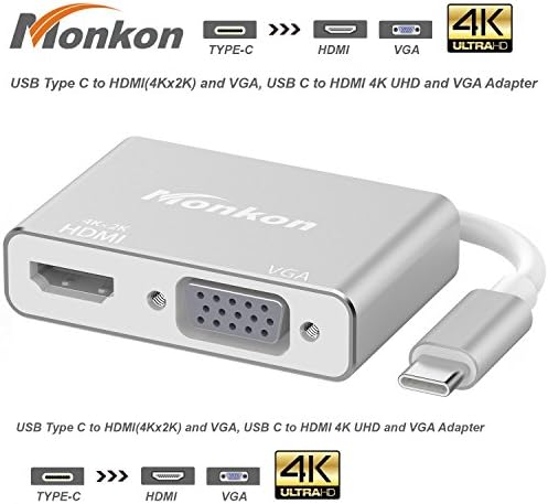 MONKON USB Type C to HDMI(4Kx2K) Cable, USB C to HDMI 4K UHD Adapter for New 2015 Macbook,2016 Macbook Pro,Chromebook Pixel