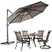 Abba Patio 11ft Patio Offset Hanging Umbrella Outdoor Cantilever Sturdy Umbrella with Crank & Cross Base & Easy Tilt, for Garden, Backyard, Pool and Deck, Tan