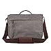Toupons Men's 15.6 inch Laptop Messenger Bag Canvas Shoulder Bag College Schoolbag Satchel (L, Grey)