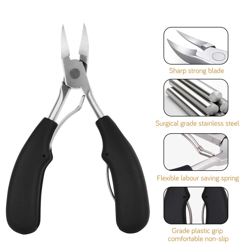 HYCKee Precision Nail Clippers Pedicure Tools Toenail Clippers for Thick Nails or Ingrown Toenails Black Box