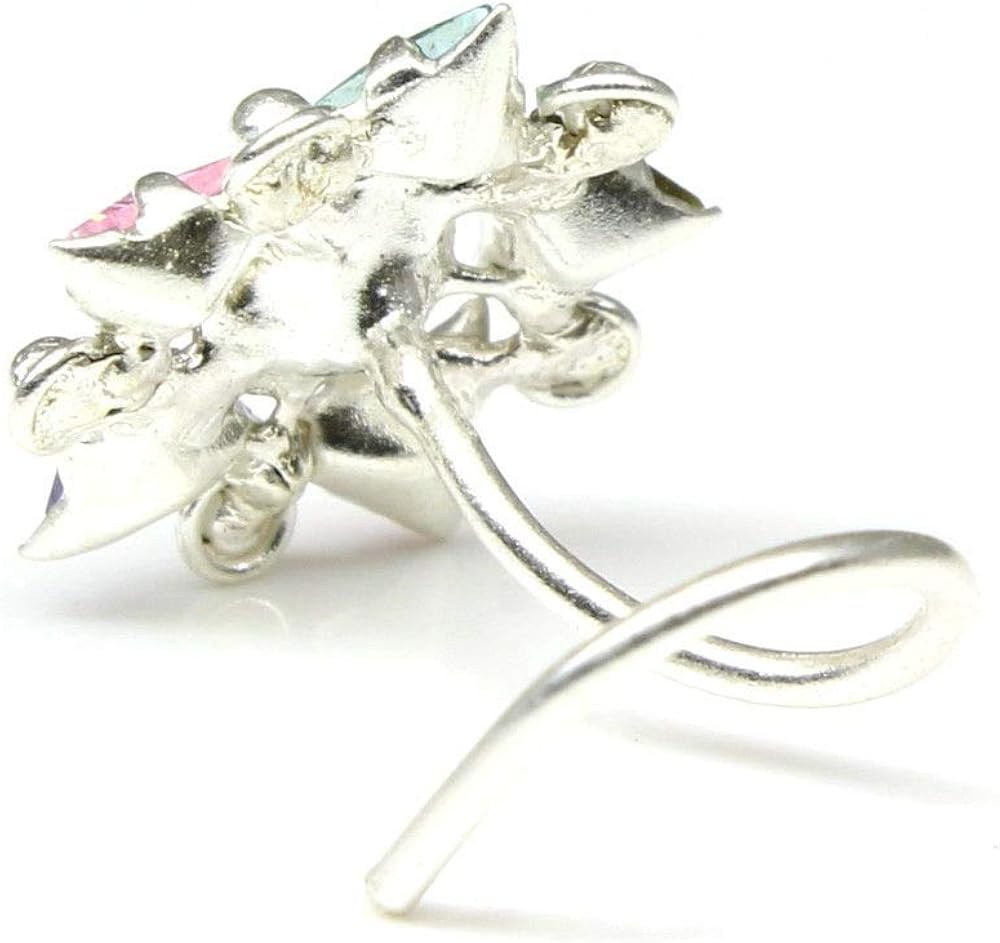 Karizma Jewels Silver Nose Stud Corkscrew Piercing Nose Ring L Bend 22g