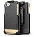Encased Artura Collection Compatible to iPhone 8 Vegan Leather Belt Clip Case w/Holster (Onyx/Gold)