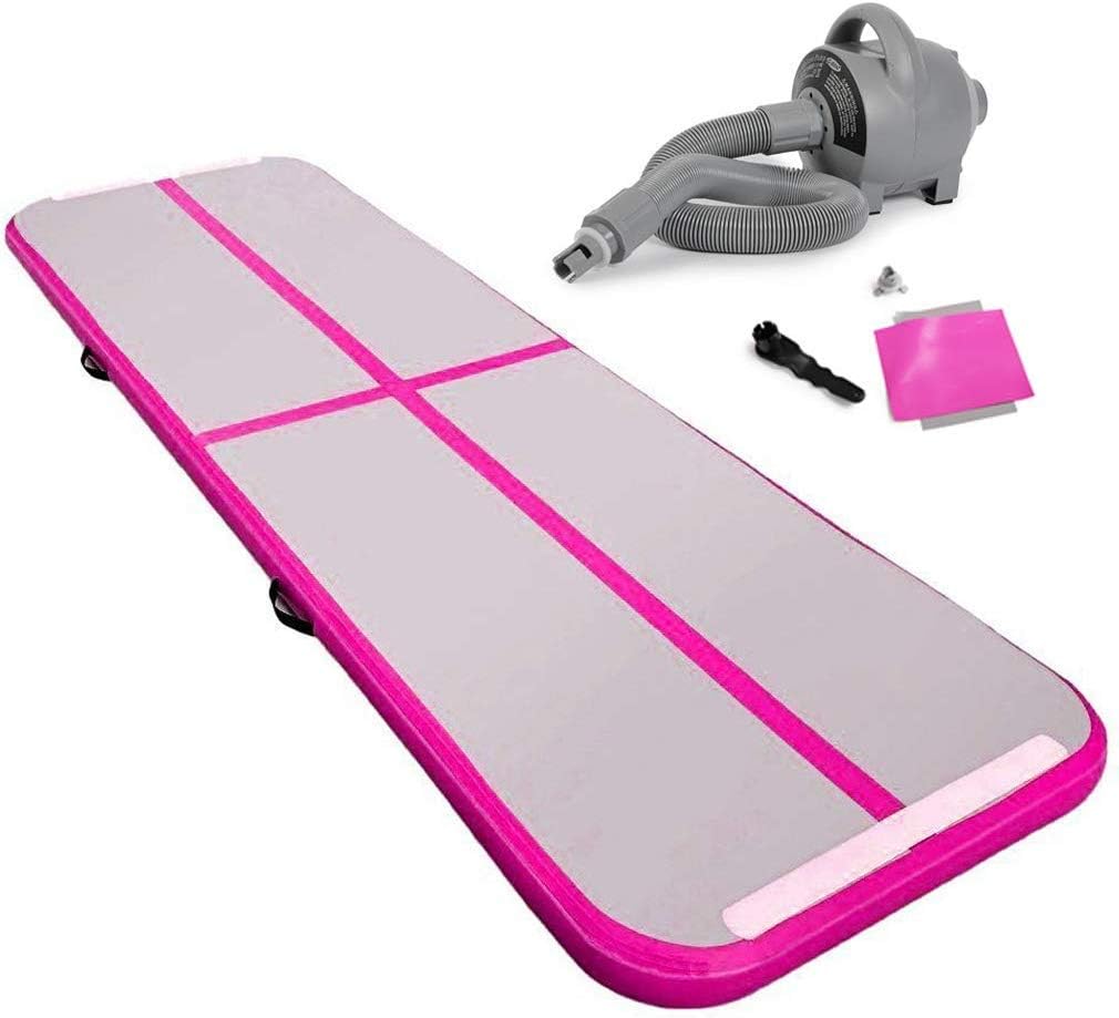 Air Track Tumbling Mat Gymnastics Inflatable Airtracks Gym Mats with Electric Air Pump Home Indoor Workout Training Cheerleading Use by Rolimate