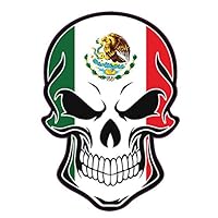 WickedGoodz Mexico Flag Skull Vinyl Decal - Mexican Bumper Sticker - Proud Mexico Flag Gift