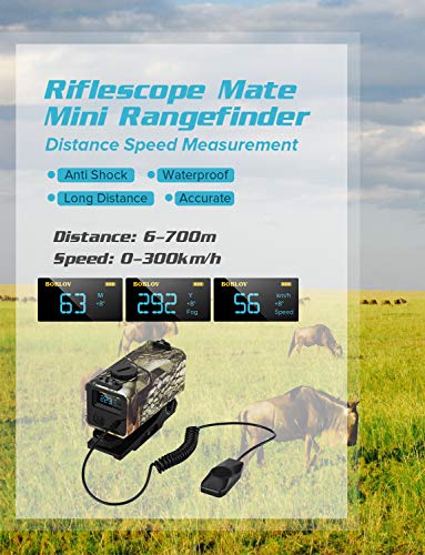 BOBLOV 700m Mini Rifle Scope Mounted Range Finder Tactical Outdoor Hunting Shooting Rangefinder Archery Crossbow Sight Target Speed Measurer with Rail Mount Lightweight (Camouflage)