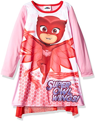 PJ Masks Little Girls' Nightgown with Cape, Owl'Otta Bubblegum, 6