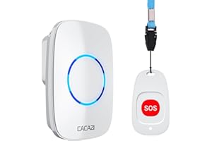 DOUBLECARE Caregiver Pagers Wireless Call Button for Elderly Patient Personal in Home Life Alert System for Seniors Range 260ft/80Menter,60 Ringtones (1SOS Button+1 Receiver)