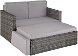 EVRE Love Bed Rattan Garden Furniture Set Grey with Cushions view 8