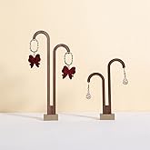 GemeShou 2 pcs walnut earring display stands for selling, cute earring hanger, wood hanging earring holder for boutique display【Y shape rectangle base-2pcs】