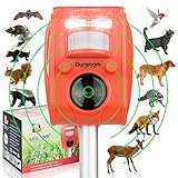 DURANOM Ultrasonic Animal Repeller Outdoor - Cat Deer Repellent Solar Powered - Motion Sensor Activated Strobe Light - Garden Pest Control Deterrent Chaser (Hunters Orange)