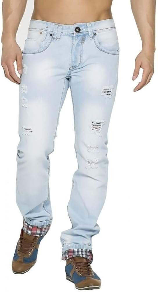 Jeansnet - Jeans für Männer / Herren - Disrupted Style - Helle Jeans Grösse 33: Amazon.de ...