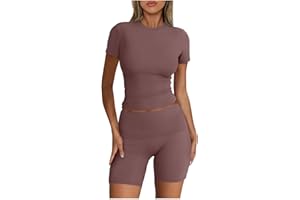 Ruziyoog Womens 2 Piece Lounge Sets Casual Summer Workout Short Matching Clothing Sets Going Out Two Piece Outfits Yoga Gym