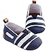 LIVEBOX Newborn Baby Cotton Stripes Soft Sole Infant Prewalker Toddler Shoes (L: 12~18 Months, Blue and White)