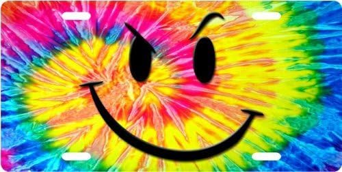 Tie Die Smiley Custom License Plate Novelty Tag from Redeye Laserworks