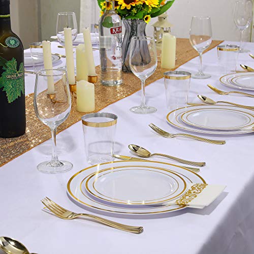 800 Piece Gold Dinnerware Set200 Gold Plastic Plates300 Gold