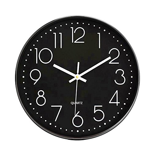 Foxtop 12 Inch Indoor Non-Ticking Silent Quartz Modern Simple Wall Clock Digital Quiet Sweep Movement Office Decor