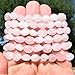 Zenergy Gems Charged Natural Rose Quartz Crystal Stretchy Bracelets + Selenite Heart Charging Crystal (Round Nugget)