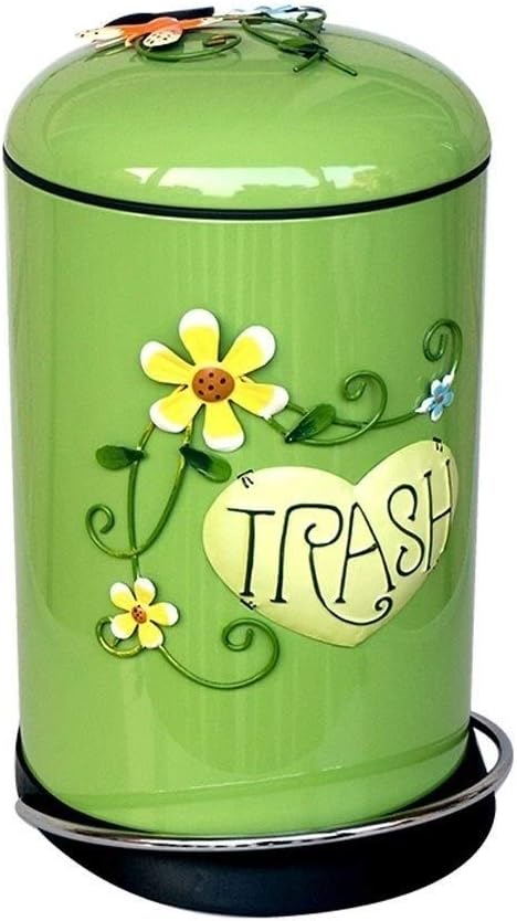 Trash Can 8L Capacity Trash Can with Cover Mute Pedal Trash Can Suitable for Living Room Children's Room Bedroom Indoor Dustbins (Color : Green)