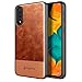 Galaxy A50 Case with Tempered Glass Screen Protector, NageBee Premium [Cowhide Leather] Armor Shockproof Dual Layer Hybrid Rugged Durable Case for Samsung Galaxy A50 (2019)/A50S/A30S -Brown