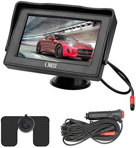 Obest 4 3インチlcdモニター バックカメラセット ケーブル一本配線 シガーソケット給電 取り付け超簡単 駐車支援システム 12v車用 正鏡像切り替え線あり