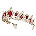 Sweet Princess Pink Crowns for Women Girls Crystal Rhinestone Queen Costume Party Festival Wedding Tiaras Headbands (Gold Red)