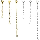 DanLingJewelry 6Pcs Golden Silver Color Stainless Steel Chain Extenders with Lobster Claw Clasps Necklace Bracelet Tail Extension Chains for Jewelry Making Supplies