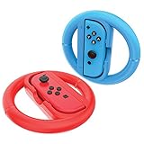Maxboost Joy-Con Wheel for Nintendo Switch (2 Pack), Steering Wheel Accessory Attachment, Wheel Grip for Use With Nintendo Switch Joy-Con Controllers (Blue and Red)