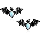 Bat Earrings Studs Sterling Silver Spooky Bat Earrings for Women Halloween Gothic Black Jewelry