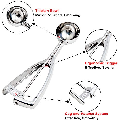 Cookie Scoop Set, Include 1 Tablespoon/ 2 Tablespoon/ 3 Tablespoon, 3PCS Cookie Scoops for Baking, Portion Scoop, Ice Cream Scoop With Trigger Release, Made of 18/8 Stainless Steel