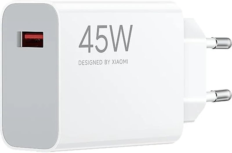 Caricabatterie 45W Turbo Charging, Alimentatore da Muro USB-A, Ricarica Rapida per Smartphone e Tablet Xiaomi e Redmi, Compatto e Leggero, Protezione Multipla, Colore Bianco (Versione Europea)