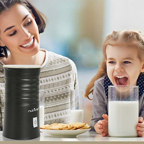 NutriChef Electric Milk Frother Warmer Compact Stainless Steel