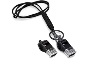 MyfavoriteK Fancy Lanyard Loud Coach Whistle Black Plastic Sports Whistle with Lanyard Keychain Basketball Whistle Odor-Free Antimicrobial
