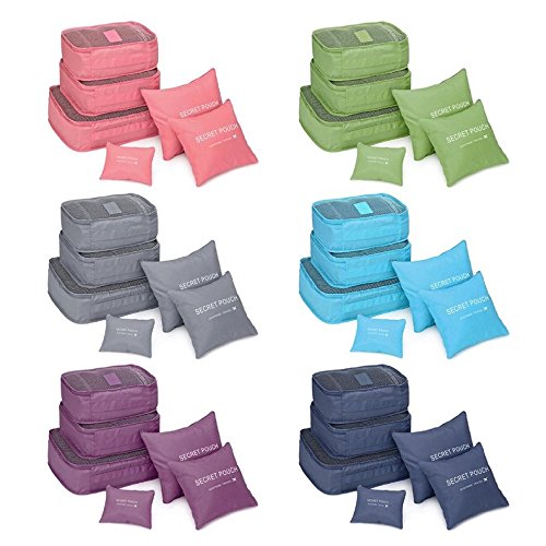 CLKjdz 6 Pcs/Set Square Travel Luggage Storage Bags Clothes Organizer Pouch Case