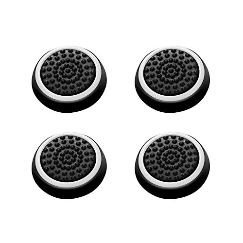 Insten [2 Pair / 4 Pcs] Wireless Controllers Silicone Analog Thumb Grip Stick Cover, Game Remote Joystick Cap for PS4 Dualshock 4/ PS3 Dualshock 3/ PS2 Dualshock/Xbox One/Xbox 360, Black/White