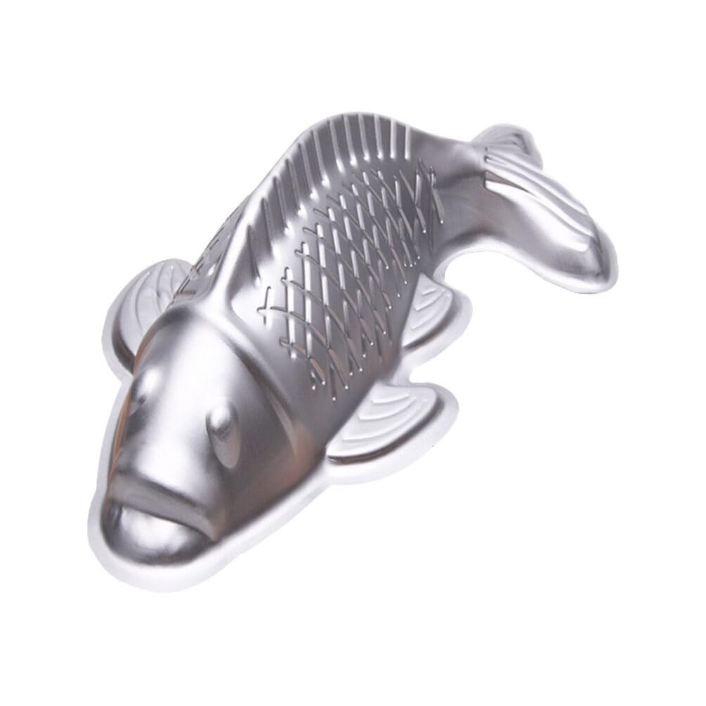 BESTonZON Koi Fish Shaped Aluminum Cake Mold 3D Non-Stick Baking Tool for Chocolate Jelly Rice Cake 9.84 X 5.43 X 2.36 Inch Compact DIY Kitchen Mold