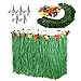 Tropical Luau Party Decoration, Hawaiian Beach Tiki Moana Theme Party Supplies, Including Green Grass Table Skirt, Balloons Garland, Palm Leaves