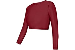 Dance Elite Long Sleeved Mesh Crop Top for Dance - Warmup Dance Tops for Women