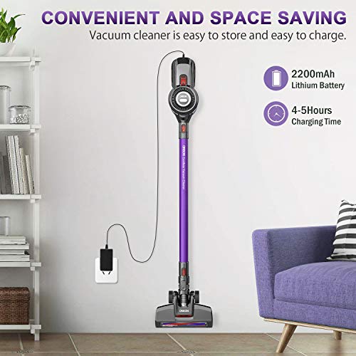 Cordless Vacuum, ONSON Cordless Stick Vacuum Cleaner, 250W Powerful Cleaning Lightweight 2 in 1