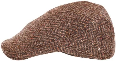 Irish Flat Cap.Donegal Tweed.'Brad Pitt' Style.Brown Herringbone