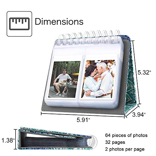Fintie Calendar Photo Album for Fujifilm Instax - 64 Pockets Vegan Leather Photo Album for Fujifilm Mini 9 Mini 8+ Mini 90, HP Sprocket, Kodak Mini, Polaroid Camera 3-Inch Film (Emerald Illusions) - Thumbnail 6
