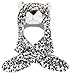 Bioterti Plush Novelty Animal Hat 3 in 1 Beanie With Long Paw Scarf, Mitten Combo (White Leopard)