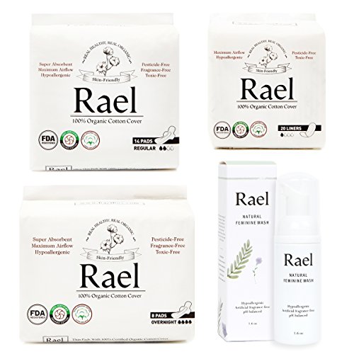 Rael value package 100% organic cotton regular pads, ov…